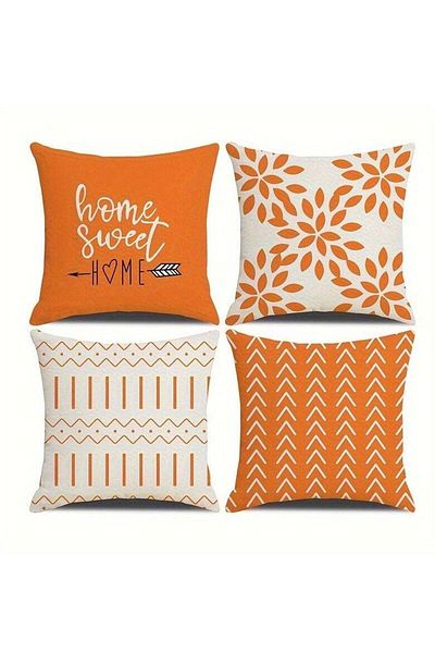 Generic Daytoyz Cushion Covers 40x40 Set of 4 Linen Pillow Covers Orange Sofa Cover Modern Sofa Pillows Cov