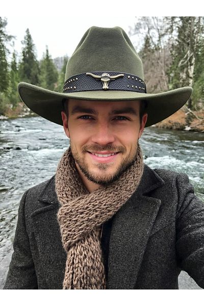 LAGRANZE Men's Stamped Cowboy Hat