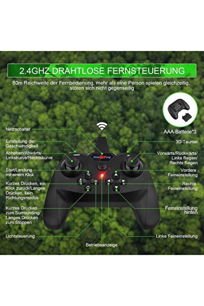 Türkiye RC Aeroplane – 2.4 GHz Remote Control – 6‑Axis Gyroscope, EPP Foam Durability, Hover Mode, 360