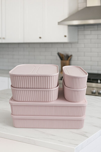 İ&A HOME Stylish Stackable Practical Set of 6 Storage Containers 2X(1100ml) 2X(2600ml) 2X(6700ml)
