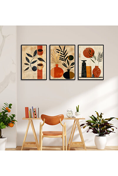 bestablo renk katan detaylar SET DE TABLORI DIN LEMN CU CADRU BOHEM MARO DE 3 BUCĂȚI DECOR ACASA