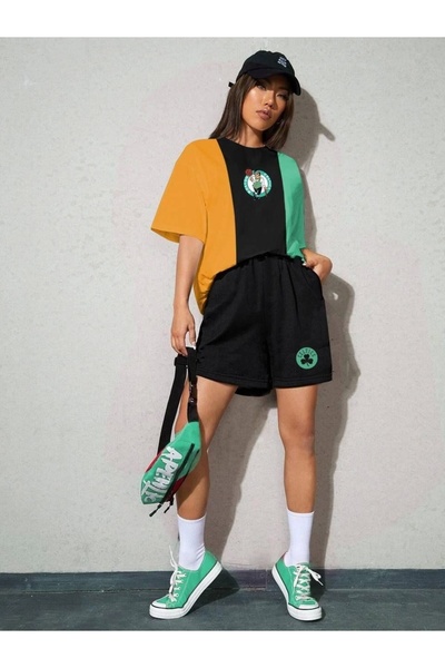 TONASSTORE Women's Embroidered Double Shorts Set - Multicolored