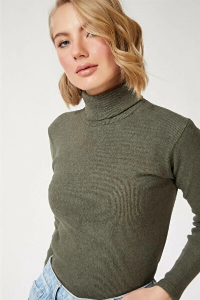 CVS Women's Camisole Neck Full Lycra Ribbed Body Sweater - Khaki