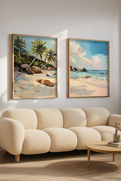 STARYUNA Set de pictură dublă cu efect de pictură în ulei cu vedere la palmie...