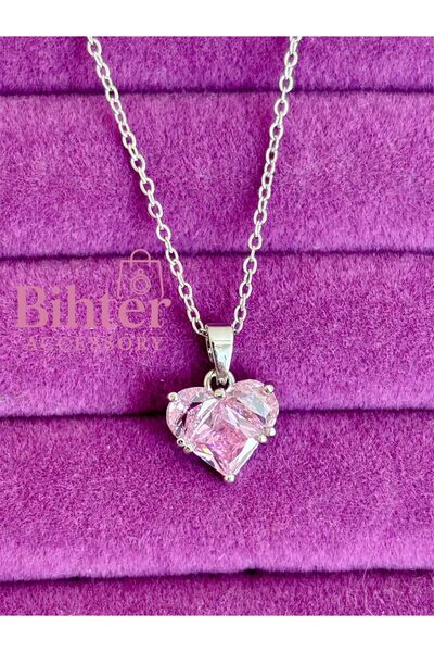 Bİ BONCUK Çelik 316L Kararmaz Pembe Kalpli Kolye Renk Değiştiren Zarif Kutulu...