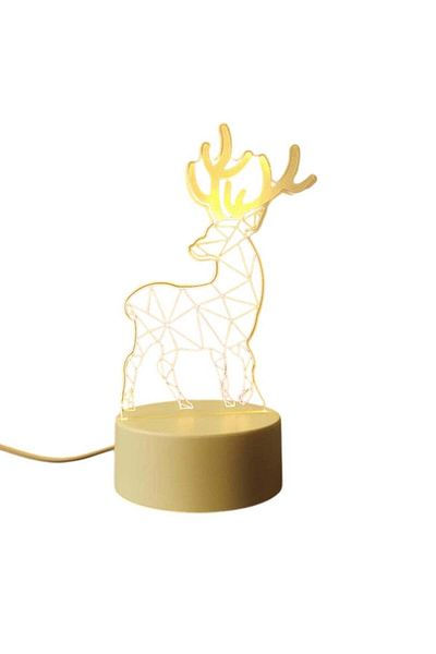 Generic White 3D LED Deer Lamp Elegant Night Light & Home Decor