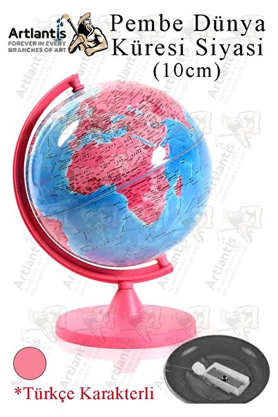 Artlantis Dünya Küresi 10cm Siyasi 1 Adet Masaüstü Siyasi Dünya Küresi Coğrafya Sınıf Eğitim Kalemtraşlı Dünya