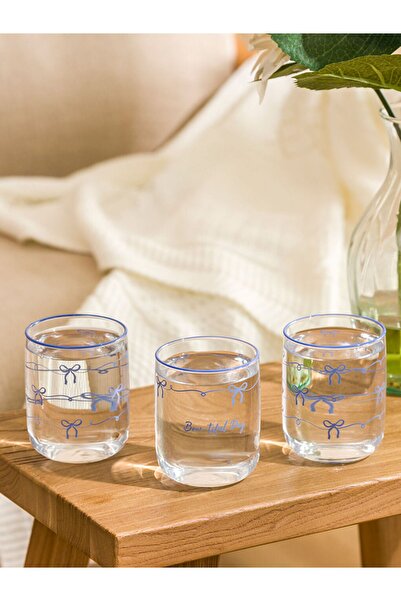 LC Waikiki Winter Collection Stylish Design with Bow Pattern Glass Water Cup Set of 3 280 ml City