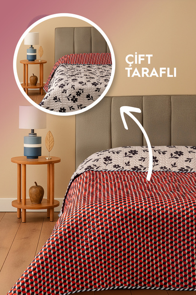 BELENAY HOME Briva Double Sided Multi-Purpose Double Bedspread 195 X 220 cm