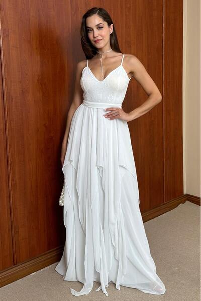 Butik Modana Şifon Askılı Abiye