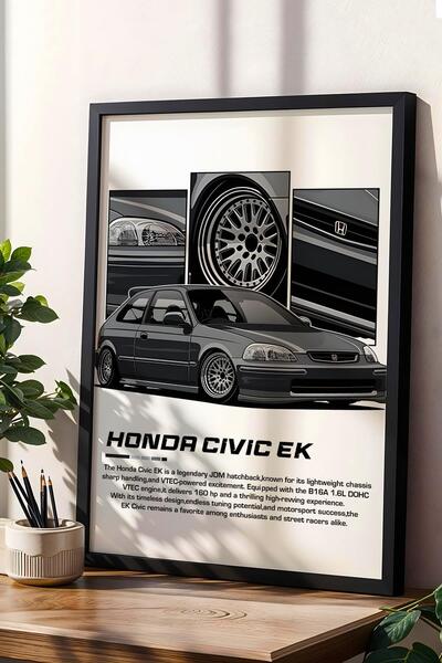 Saturn Civic EK Çerçeveli Tablo - Honda Car Poster