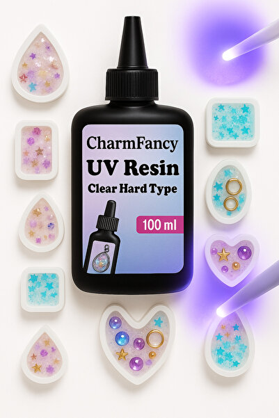 CharmFancy 🍋🍒🍓🍏💎✨ 100ml UV Reçine Ultra Şeffaf Clear Hızlı Kürlenen Resi...