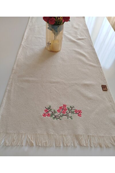 denizli hatırası Embroidered Authentic Organic Tasseled Runner 45X105 cm