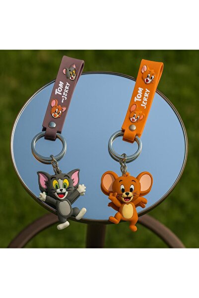 VATESTUGE Tom ve Jerry Karakterli Anahtarlık Seti – Sevimli Çift Taraflı Sili...