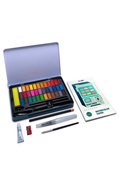 Mia مجموعة من 36 لونًا مائيًا مع أوراق وأدوات،