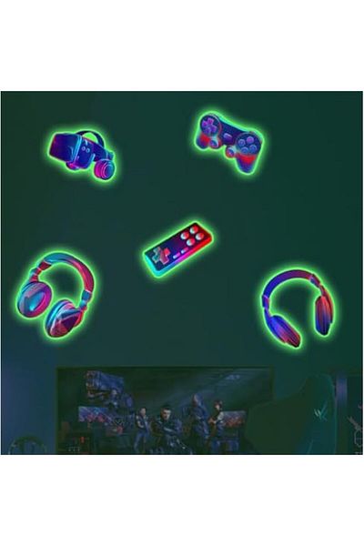 Generic clothmile 3D Glow in The Dark Game Wall Decor Decal Boy Gamer Wall Stickers Video Game Controller W