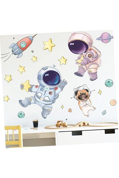Generic Excefore Astronaut Wall Stickers, Rocket Star Wall Decals Boy Stickers Space Themed Wall Decals for