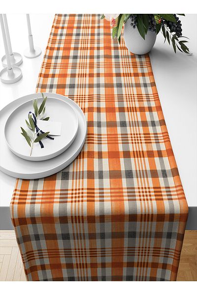 Bertille Home Autumn Plaid Series 140X40 cm Digital Printed Runner (Halloween Autumn)