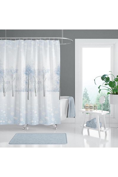 Zethome Bathroom Curtain 1X120X200 Single Wing Shower Curtain Ring Shower Curtain with Gift 8759