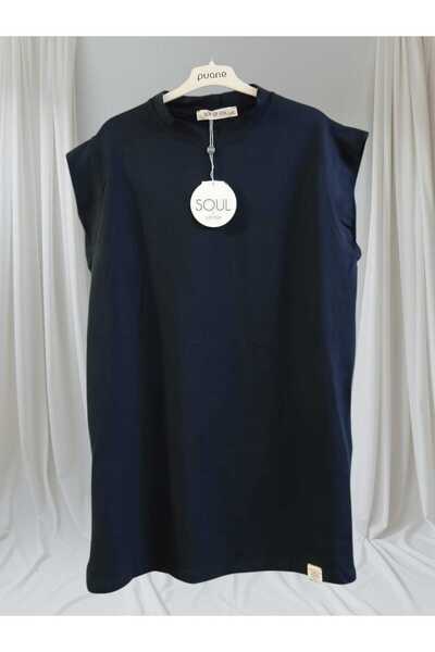 Soul Women's Crew Neck Organic Cotton Zero Sleeve Navy Dark Navy Blue Underwear 30725