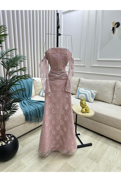HOOR AL-YASMEEN First class Korean lace dress with elegant Lol embroidery