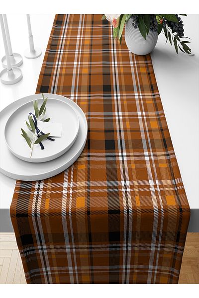 Bertille Home Autumn Plaid Series 140X40 cm Digital Printed Runner (Halloween Autumn)