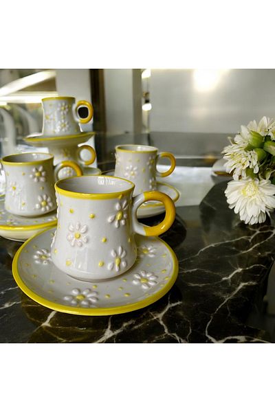 Arsim Home Set of 12 Pieces of Cups with Hand Decor