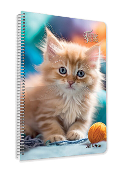 ÇINAR DEFTER غطاء بلاستيكي حلزوني على شكل قطط لطيفة 96 ورقة دفتر ملاحظات مسطر...