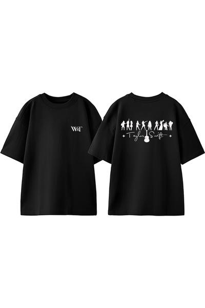THEWERT T-shirt oversize negru din bumbac cu imprimare pe spate Taylor Swift ...