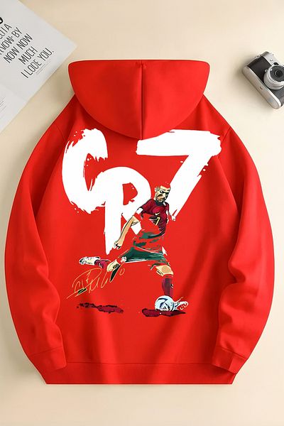 New Shine Red Unisex Cr7 Printed Sweatshirt
