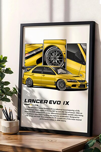 Saturn Lancer Evo IX Uyumlu Çerçeveli Tablo - Mitsubishi Car Poster