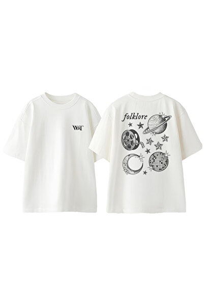 THEWERT تي شيرت تايلور سويفت 7 مطبوع من الخلف من القطن الأبيض كبير الحجم