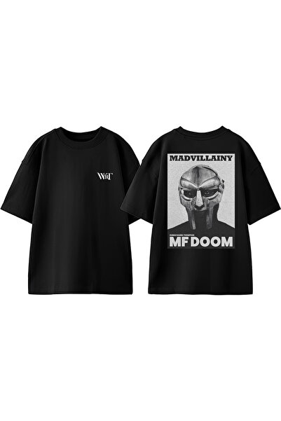 THEWERT Mf Doom 4 Design Back Printed Cotton Black Oversize T-Shirt