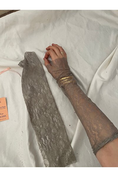 Nurcanilirboutique Kahverengi eldiven kolluk dantel