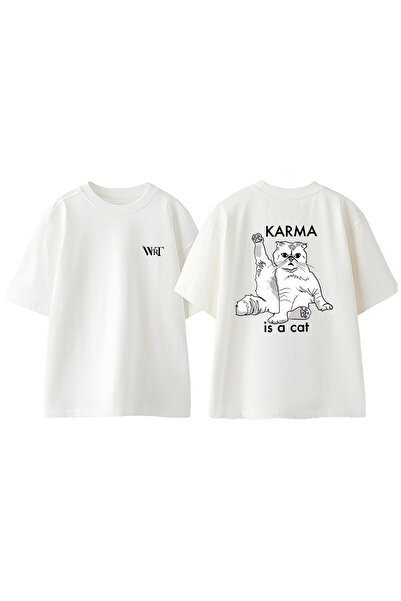 THEWERT تي شيرت تايلور سويفت مطبوع من الخلف من القطن الأبيض ذو تصميم مختلط