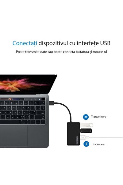 TECHSTAR ® HUBA0402 Hub USB cu 4 porturi, 4 x USB 3.0, transfer de date de mare viteză 5 Gbps, negru