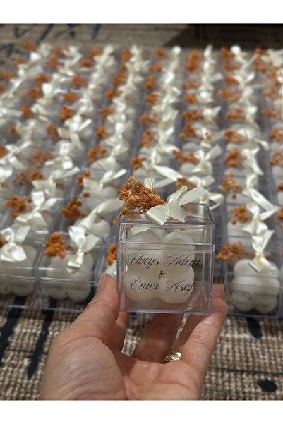 seneminatolyesii Özel Düğün Lüks Mini Çiçekli Bubble Mum – Krem Kurdela Süsle...