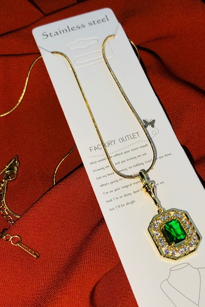 Bonicce Zircon Stone Patterned Women's Stainless Steel Necklace