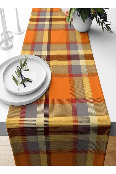 Bertille Home Autumn Plaid Series 140X40 cm Digital Printed Runner (Halloween Autumn)