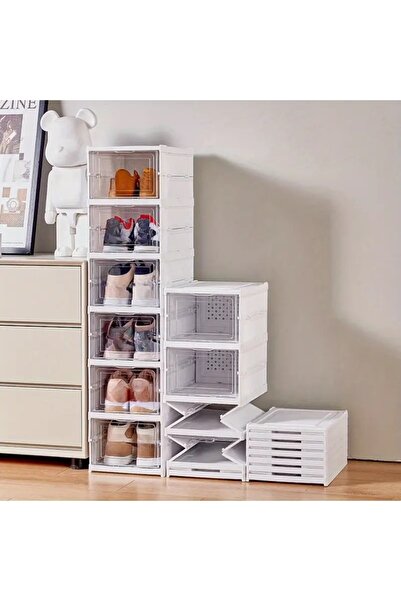 Evfix 6 Katlı Modüler Lüks Ayakkabı Kutusu Katlanır Ayakkabılık