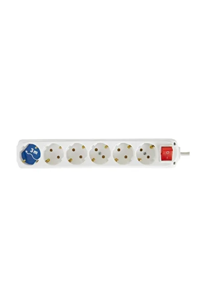 Yerli Almera Switched 6-Piece Grounded 3 Meter Group Socket Extension Cable