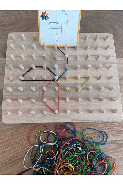 Moccotoys Geoboard - Jumbo Montessori Educational Card Rubber Shapes Geometry Game (10X8)
