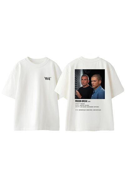 THEWERT Prison Break 4 Design Back Printed Cotton White Oversize T-Shirt