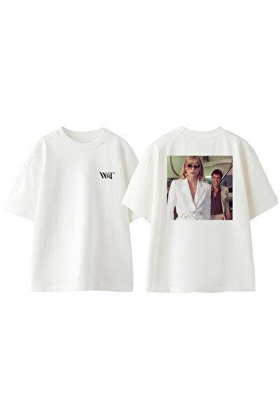 THEWERT T-shirt oversize alb din bumbac cu imprimare pe spate Scarface 3 Design