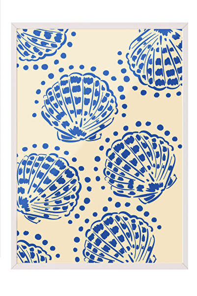 Zestia Tablou cu ramă albă, scoici minimaliste, poster decorativ pentru dormi...