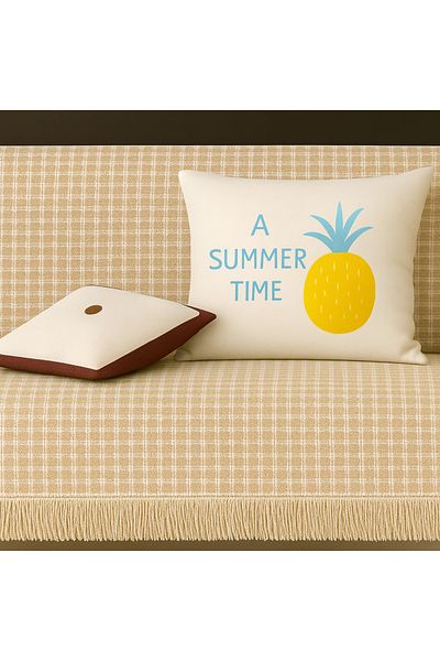 Rell Home Cotton Textured Sofa Shawl 170X300 cm Battal Size – Fringed Tv Blanket & Decorative Sofa Cover