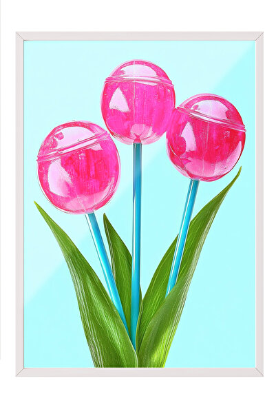 Zestia Tablou înrămat alb, ilustrație cu arborele bomboanelor, poster decorat...