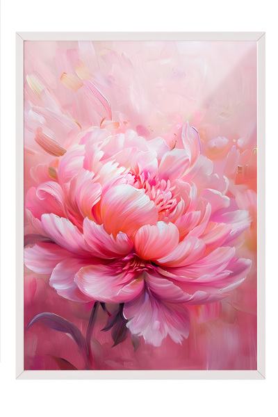 Zestia Tablou cu ramă albă, fotografie macro cu flori roz, poster decorativ p...