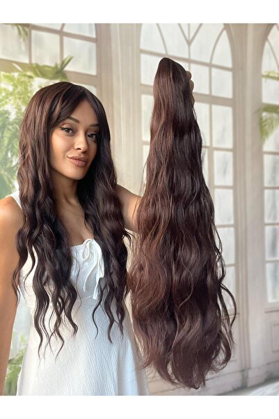 Suzan Peruk Gerçek saç dokusunda At kuyruğu Postiş Mandallı Tokalı Saç eklentisi