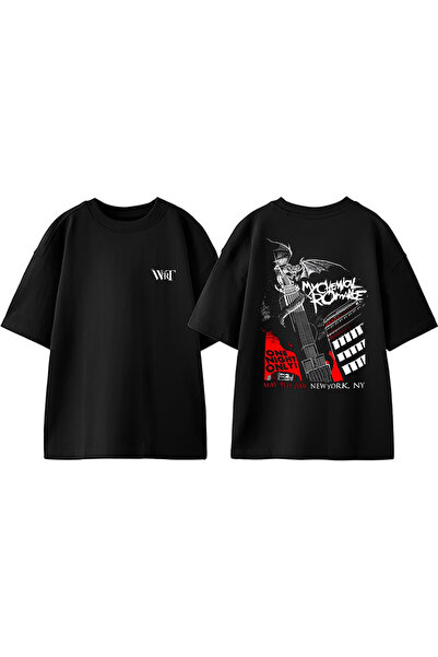 THEWERT My Chemical Romance 6 Dizajn Leđa Štampano Pamuk Crna Oversize kroj T...